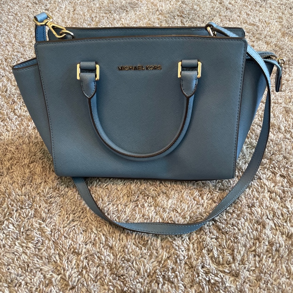 Michael Kors Cornflower Blue Leather Satchel